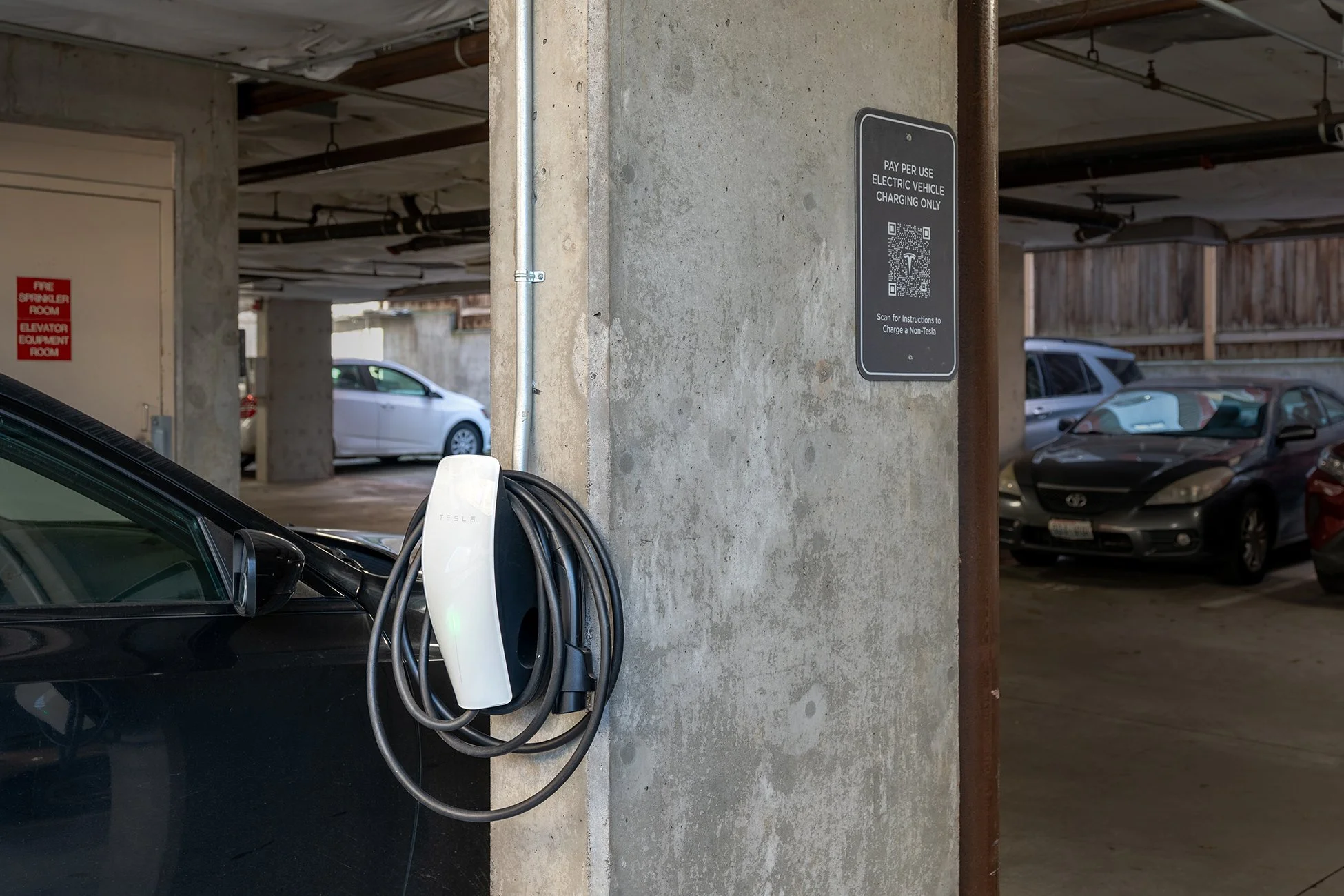 Hillside 411 Apartments EV Charging, Tesla Charger