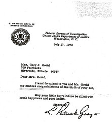 Goehl's Congratulatory Letter from FBI Director
