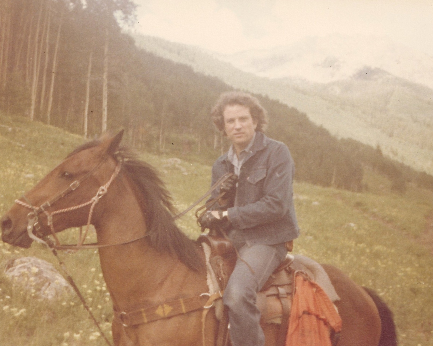 Goehl riding his horse in Colorado in 1976