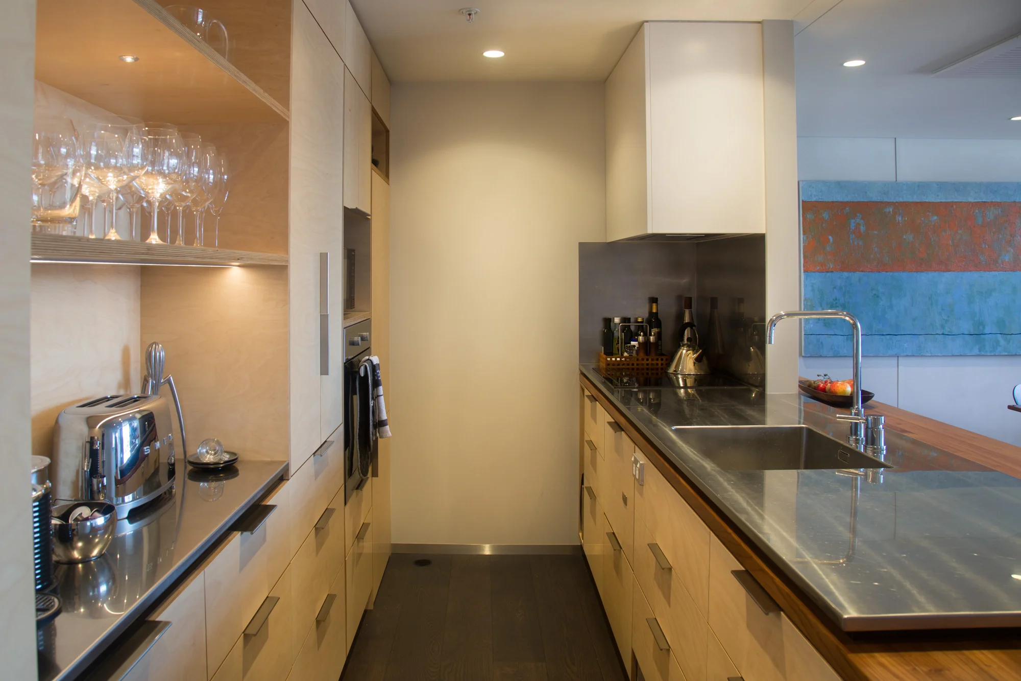Re furbished Wellington Waterfront Apartment 2016 bevin + slessor architects: Nick Bevin and Claire Gesterkamp.