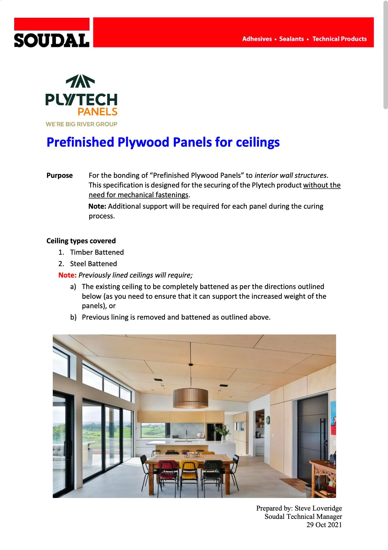 Prefinished plywood for ceilings