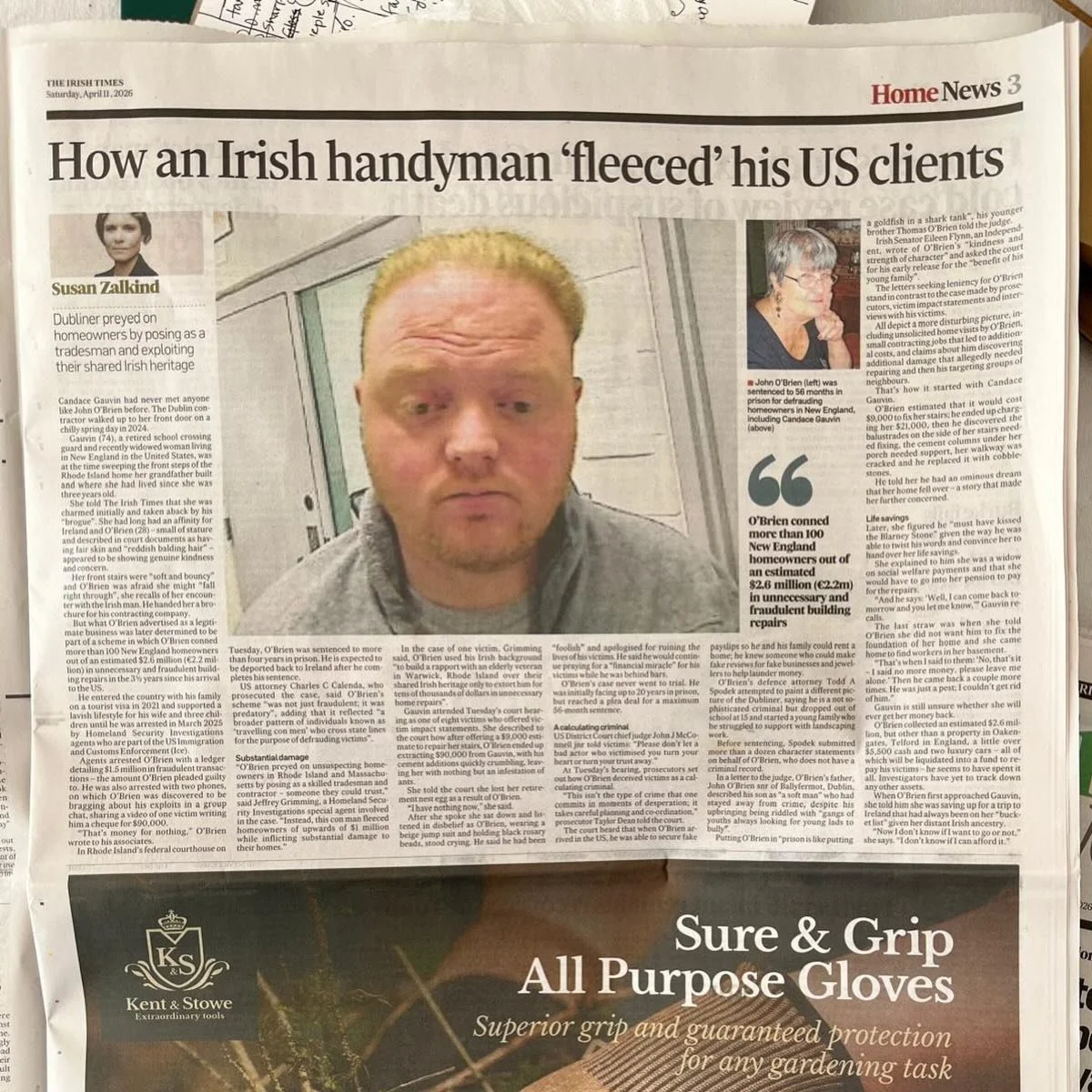 The tale of the Irish building contractor and how he &lsquo;fleeced&rsquo; US homeowners of &euro;1.3 million.