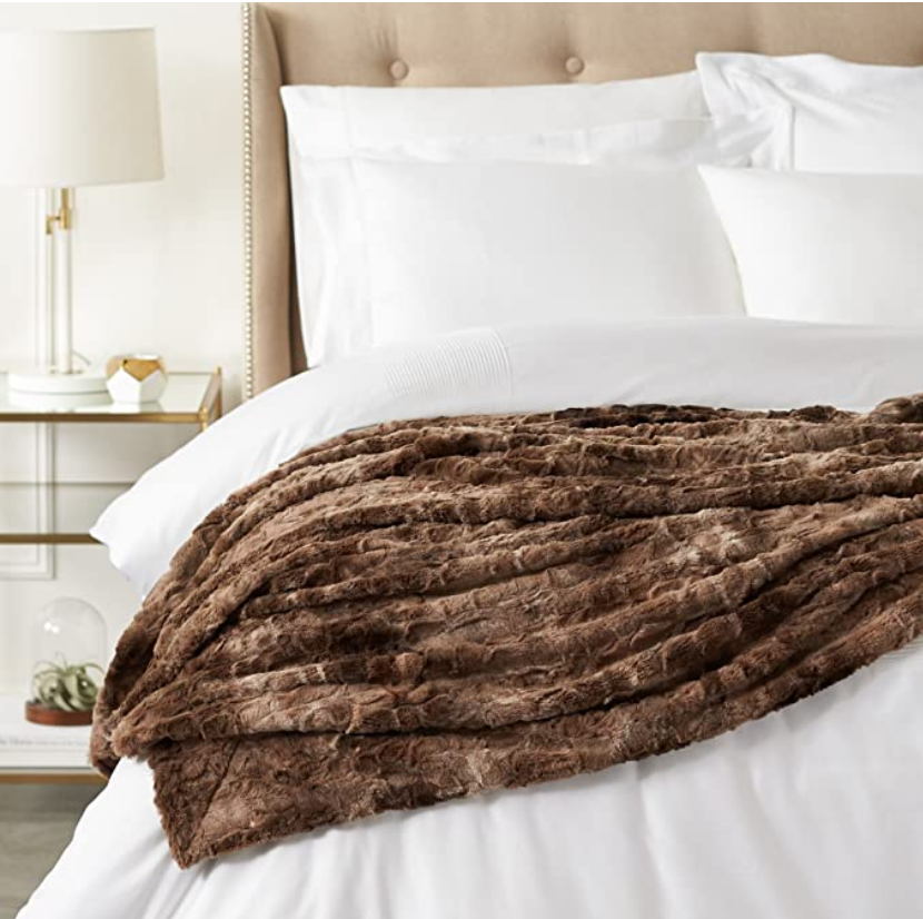 Faux Fur Blanket in Sable