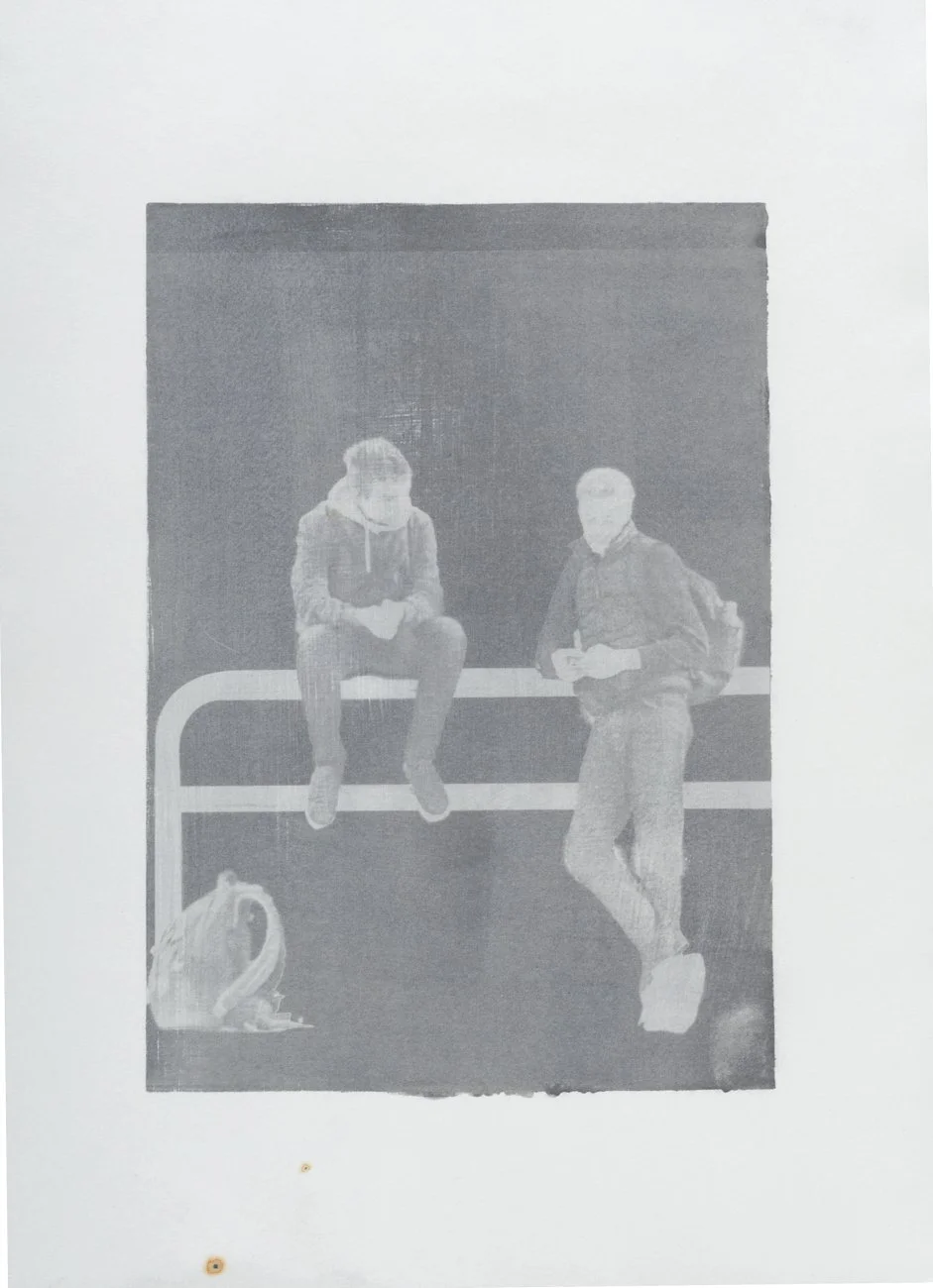 Public Spaces, 2025, gum bichromate hand print on paper, 30x21 cm.
