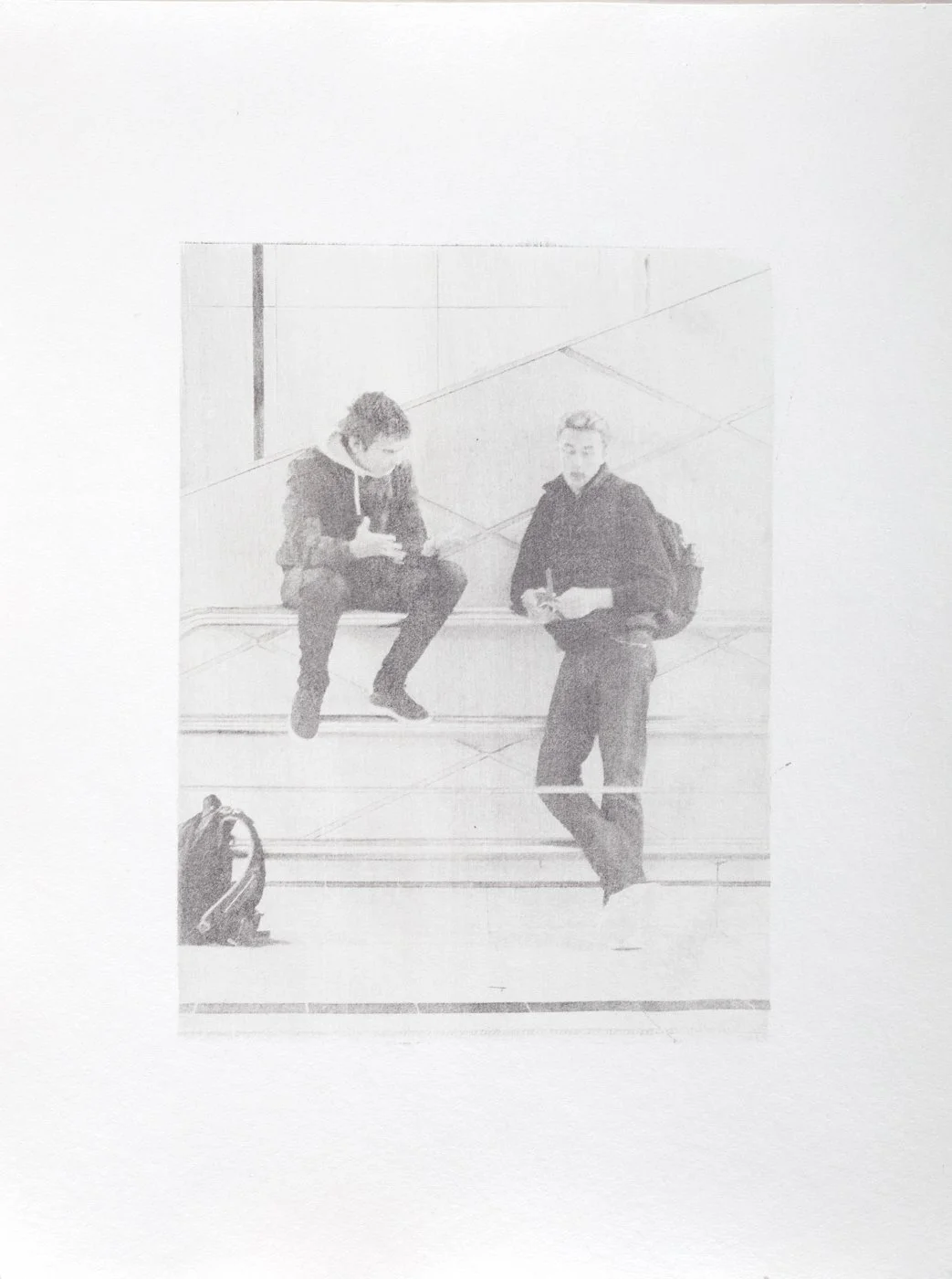 Public Spaces, 2025, gum bichromate hand print on paper, 30x21 cm.