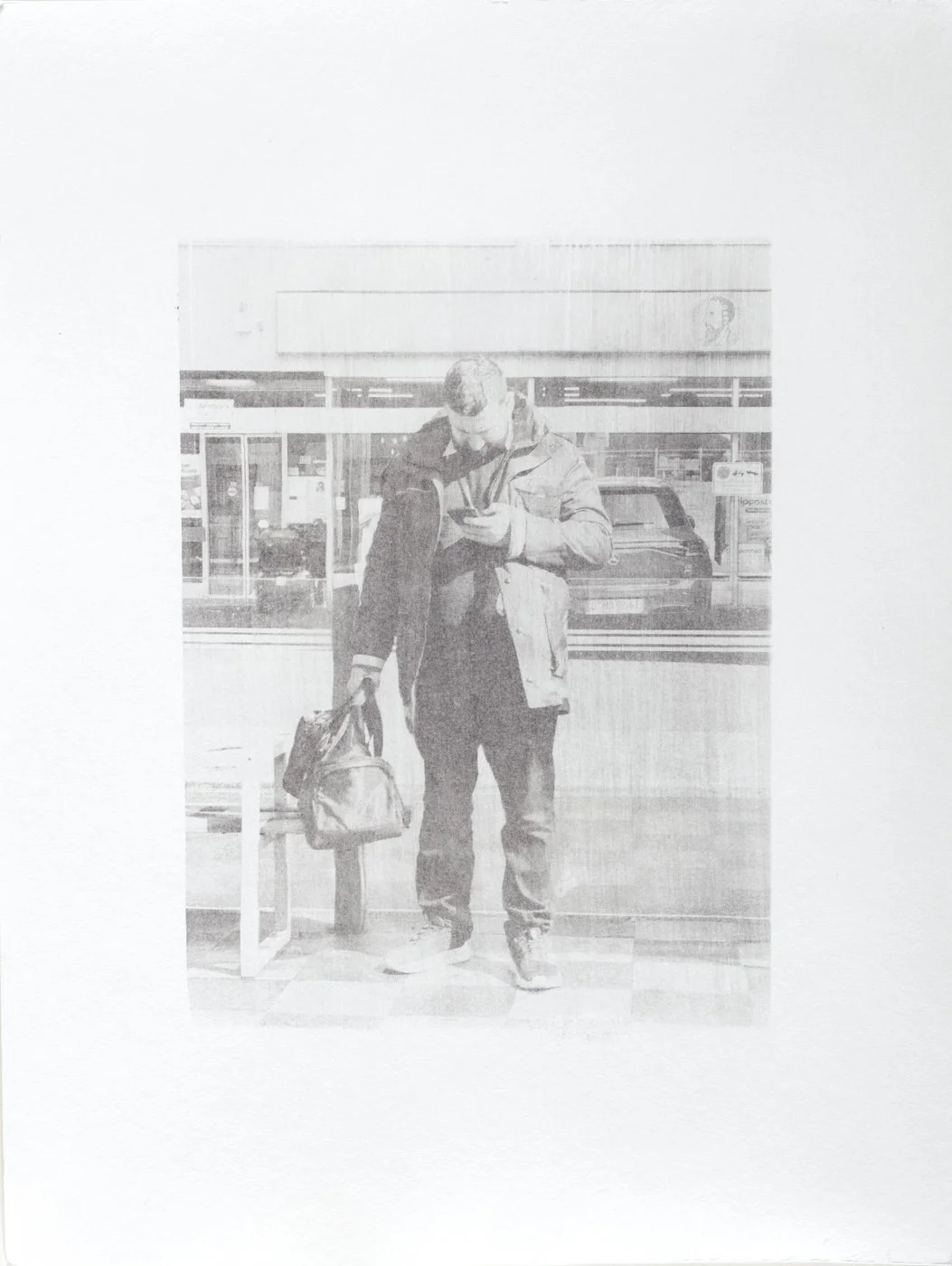 Public Spaces, 2025, gum bichromate hand print on paper, 30x21 cm.