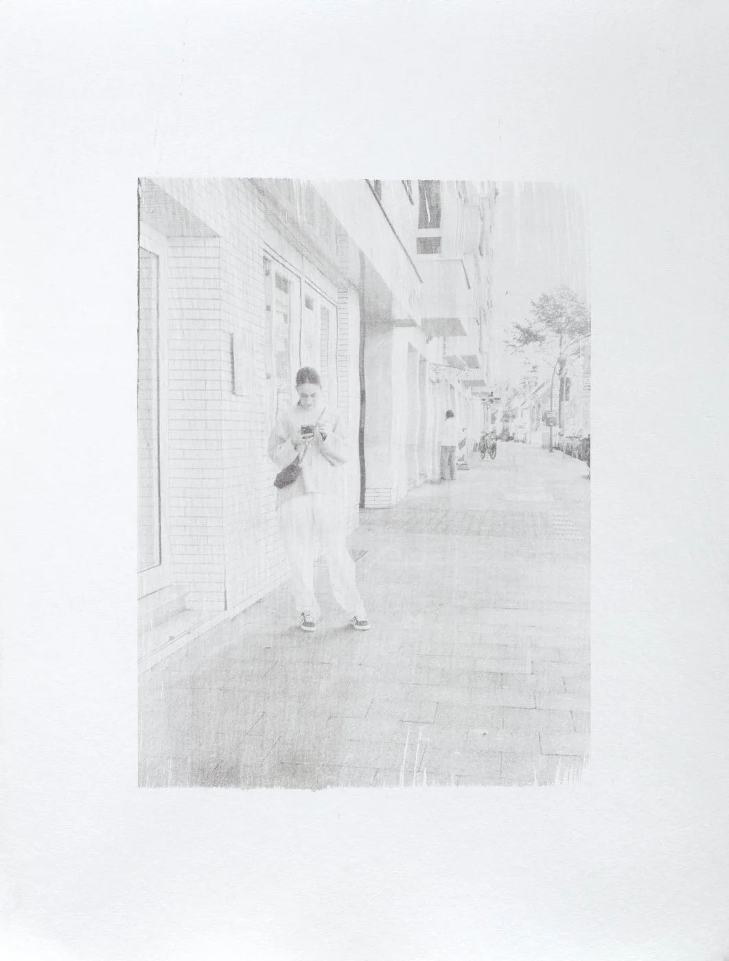 Public Spaces, 2025, gum bichromate hand print on paper, 30x21 cm.