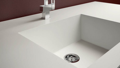 Corian worktop with integrated sink