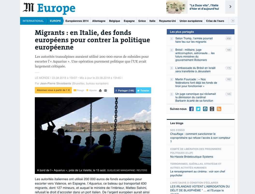 Le Monde — August 23, 2018