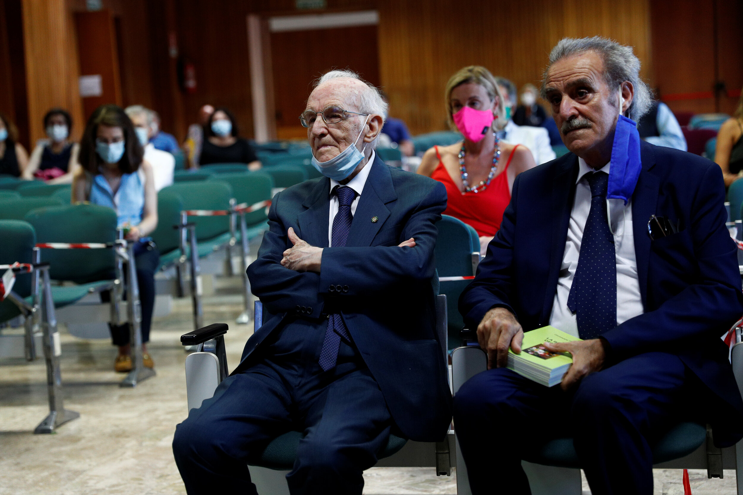  Giuseppe Paterno, 96, Italy's oldest student, attends his graduation, which had social distancing measures in place, after completing his undergraduate degree in history and philosophy at the University of Palermo, during the coronavirus disease (CO