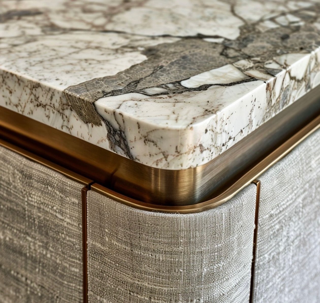 A stunning detail shot and beautiful example of bespoke furniture design, marble top, brass detailing and linen fronts

📸 Inspiration from @carolecarrdesign 

#interiordesign #bespokefurniture #bespokedesign #marbledesign #brassdetails