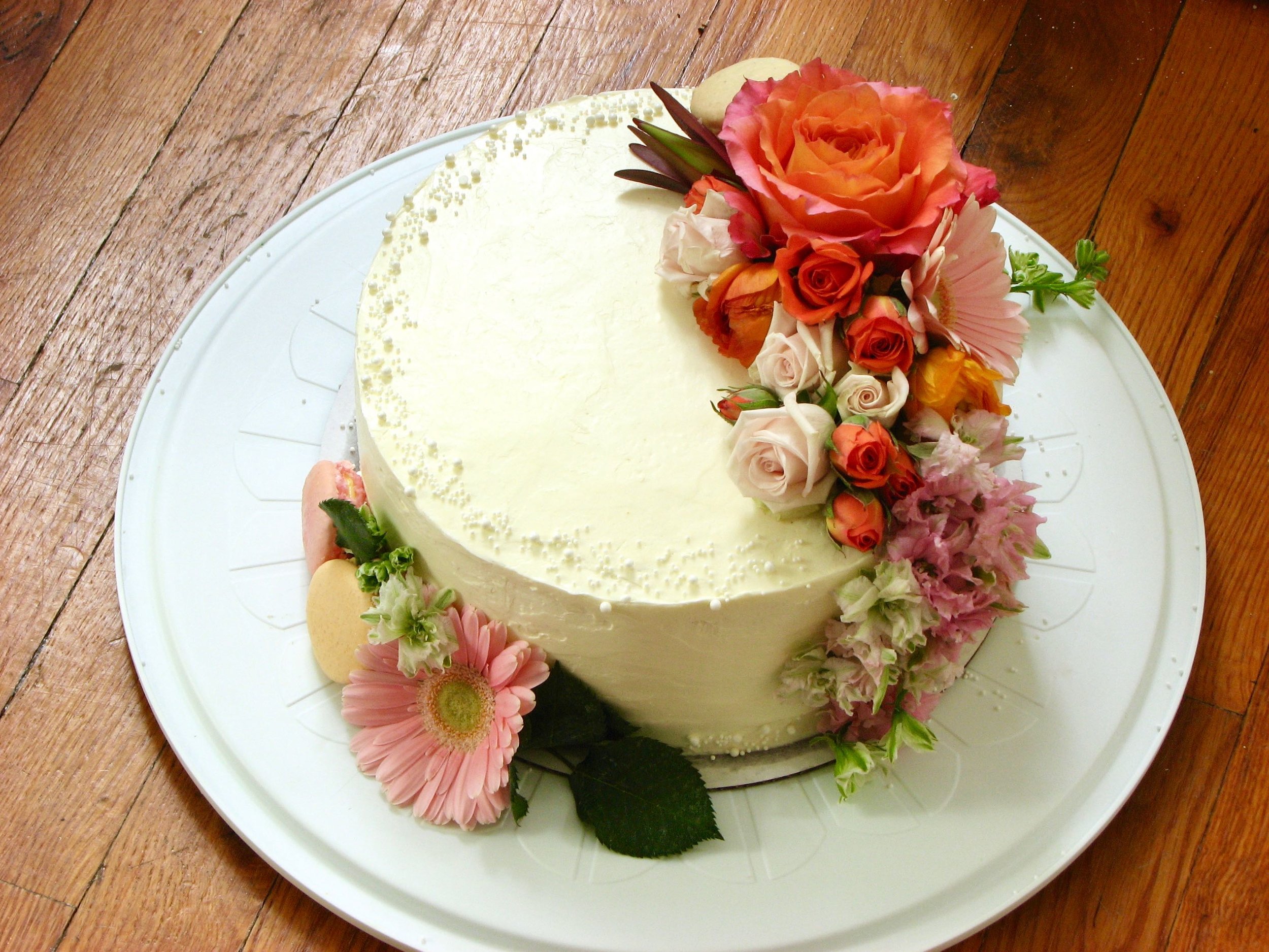 Classic Three Tier Pink Floral Cake - Dough and Cream