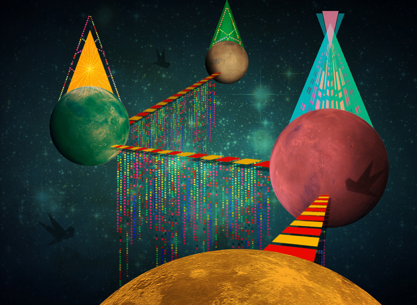 ASTRAL TRAVEL Astral Travel initially started life as working drawings of sorts for an animation that i'm in the process of making. The animation and the new series continues to explore similar cosmic themes from previous work but is slightly more sci-fi inspired.... BOOM!!