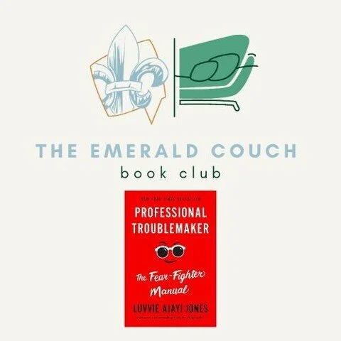 As we end March, April begins the next installment in the Emerald Couch book club! Make sure you're registered at the link in the bio - you won't want to miss this month's read: Professional Troublemaker by Luvvie Jones!
.
 #readingislife #readingiso