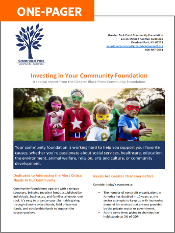 One Pager: Invest in Your Community Foundation