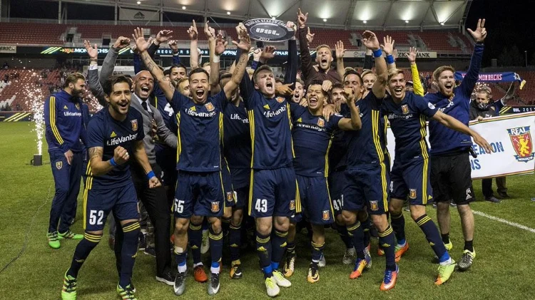 Real Monarchs Raising the 2017 USL Championship Shield