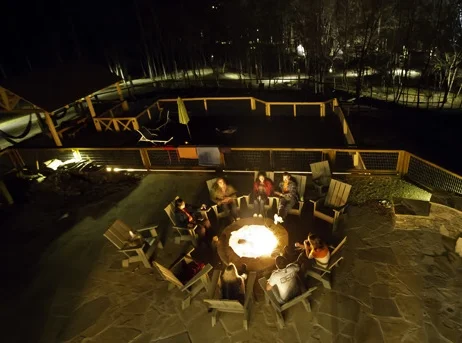 Camp fire at night