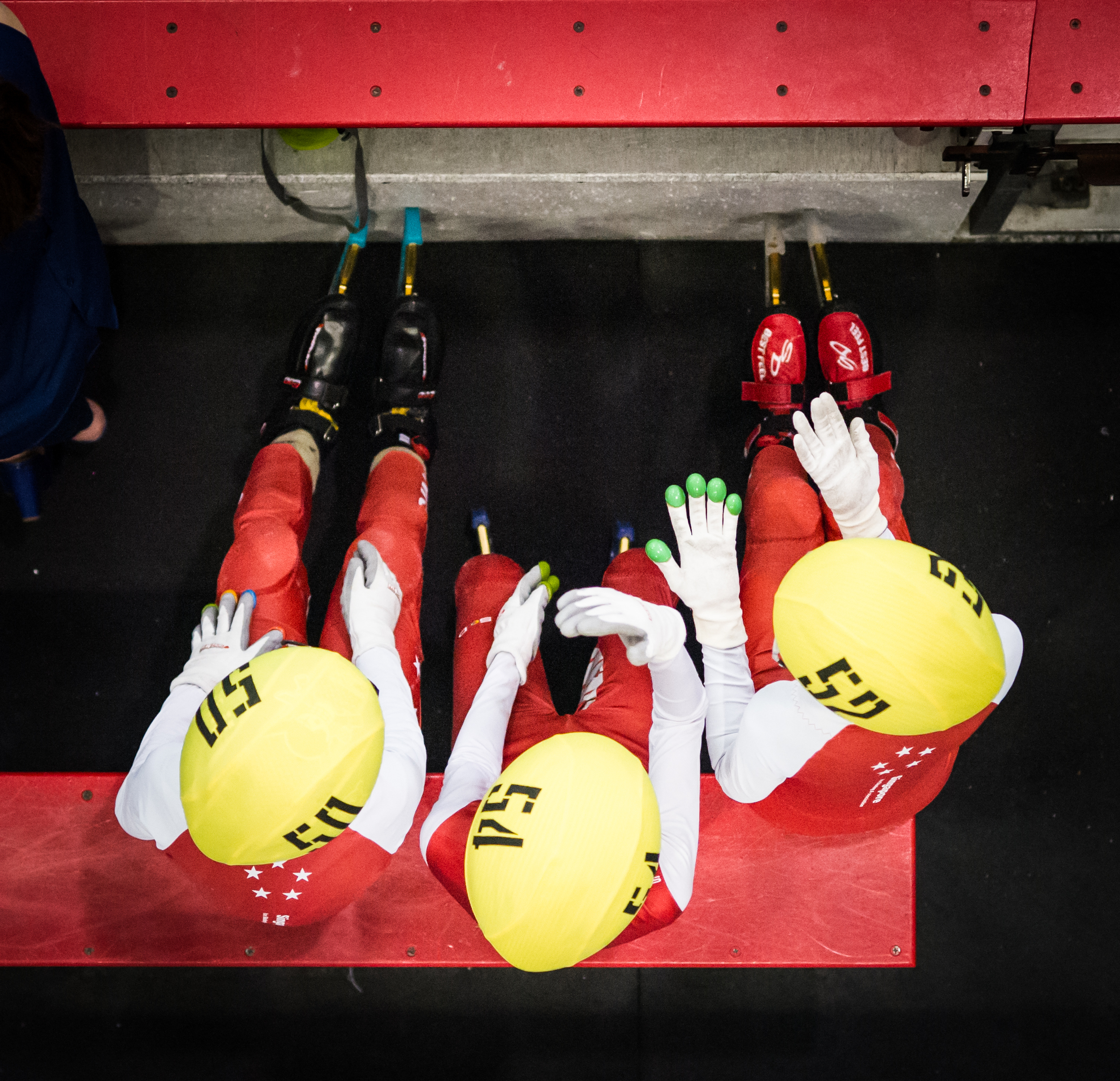 Three Singapore junior skaters talk to each other during the Tri-series SEA cup at the Rink.