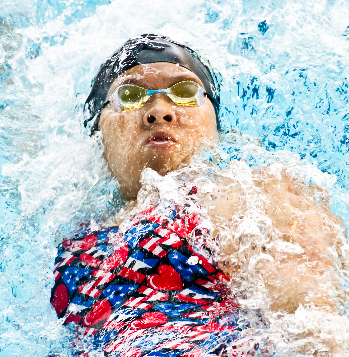 A swimmer in action during the IVP finals at the Singapore Sports School.