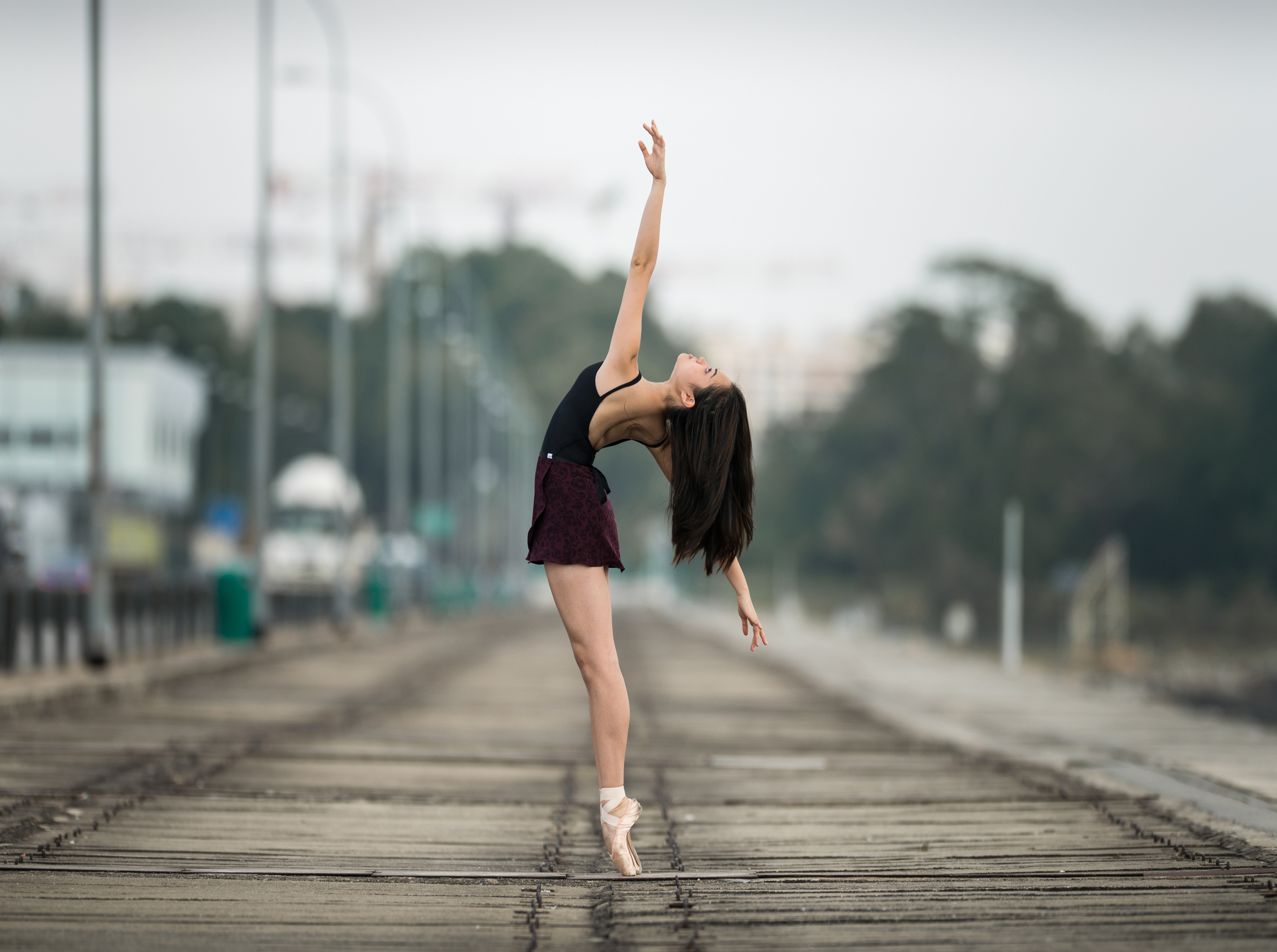 Leane on a bridge