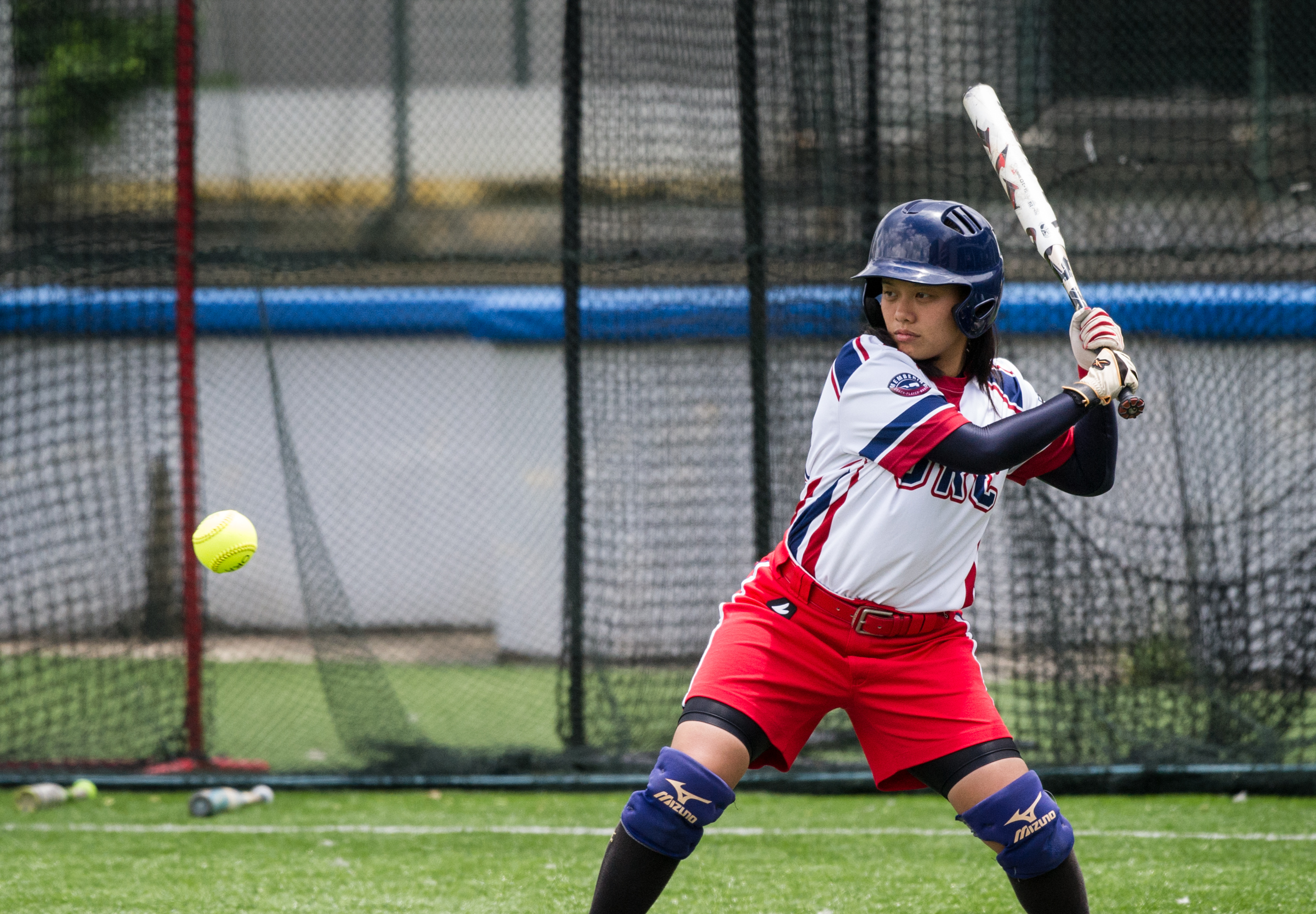 A Singaporean player prepares to hit the ball during the ORA Gryphon Cup slow pitch tournament at Raffles Institution.
