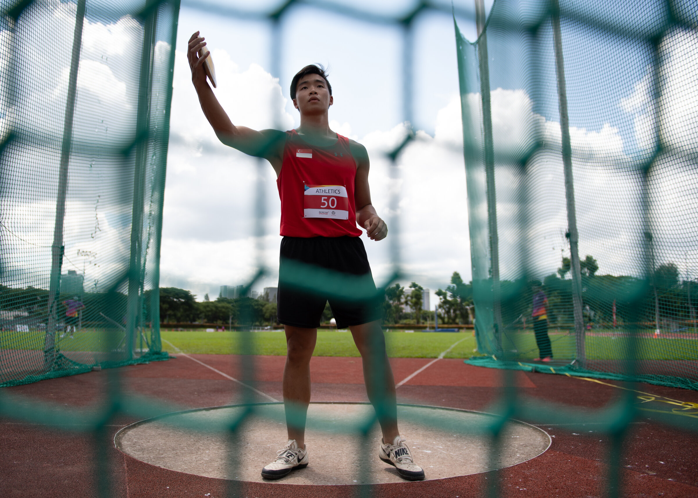 A Singaporean Discus thrower during the Singapore Open Track and Field Championships held at the Home of Athletics.