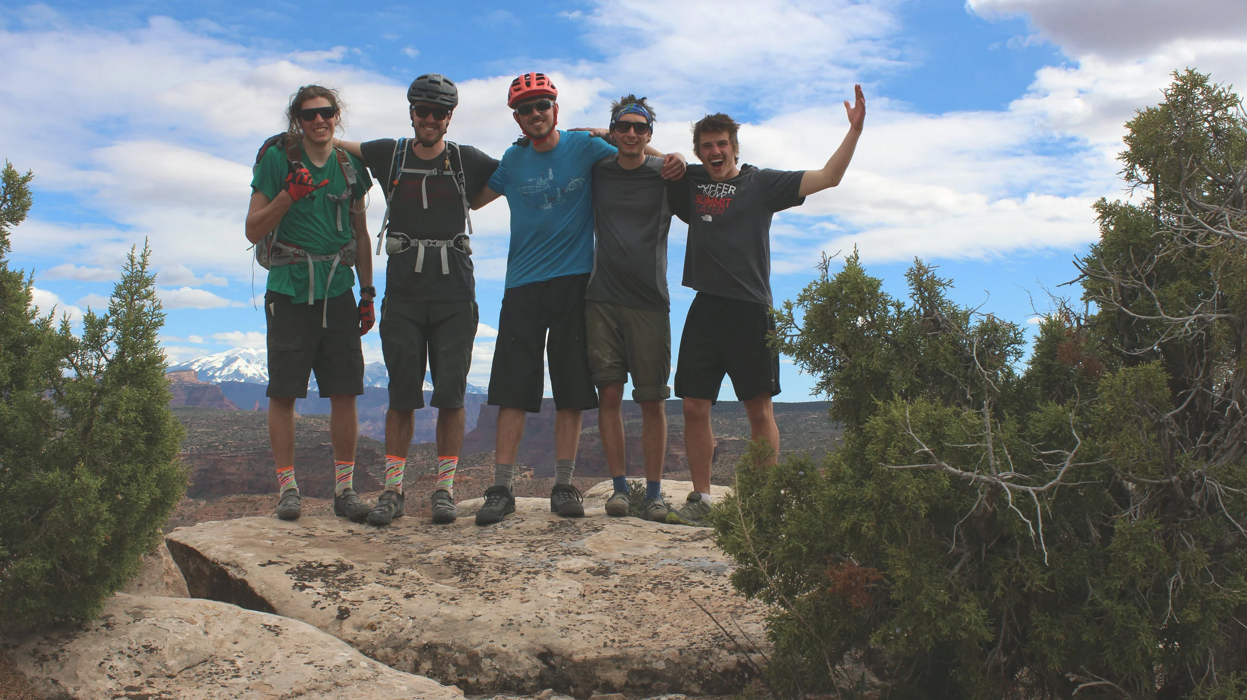 Group shot in front of the La Sal Mountains.