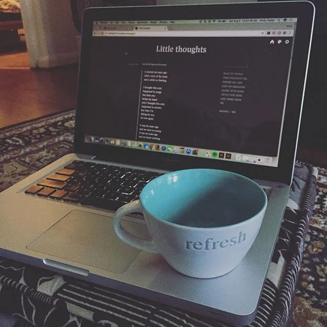 Saturday's are for light blogging and coffee in a new tiny mug. 
#keepchasingthedream #positivemornings #tinythoughts #creativemornings