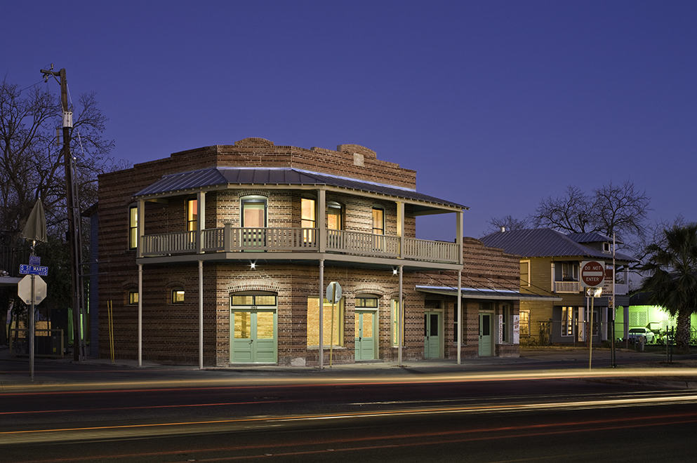 Rehabilitation of historic building facade, "El Picoso", San Antonio, Texas, 2008. Photo by Chris Cooper Photography