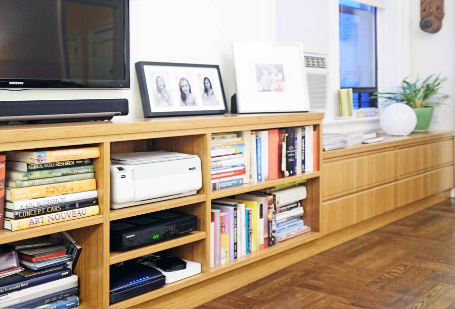 Custom media cabinets and shelves