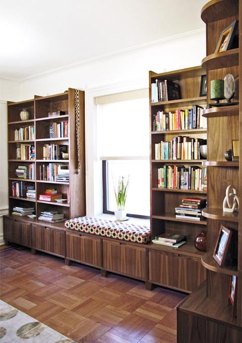 Walnut bookshelves