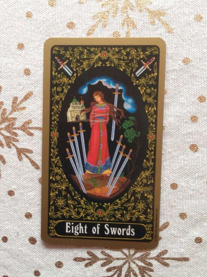 This card is from the Russian Tarot of St. Petersburg, by Yury Shakov (completed by an unknown artist after Shakov’s death in 1989), published 1992.