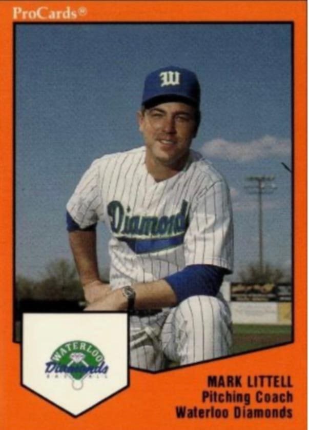 Mark as pitching coach of the Waterloo Diamonds, 1989