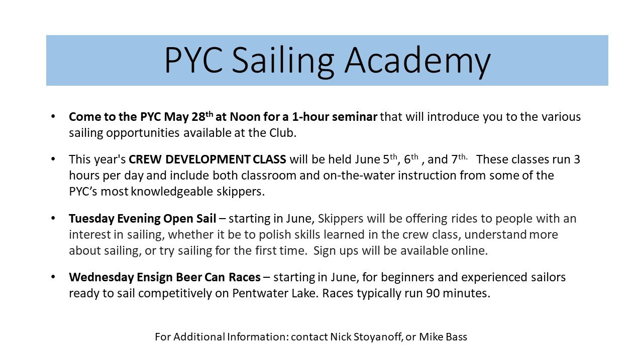 Sailing Academy — Pentwater Yacht Club