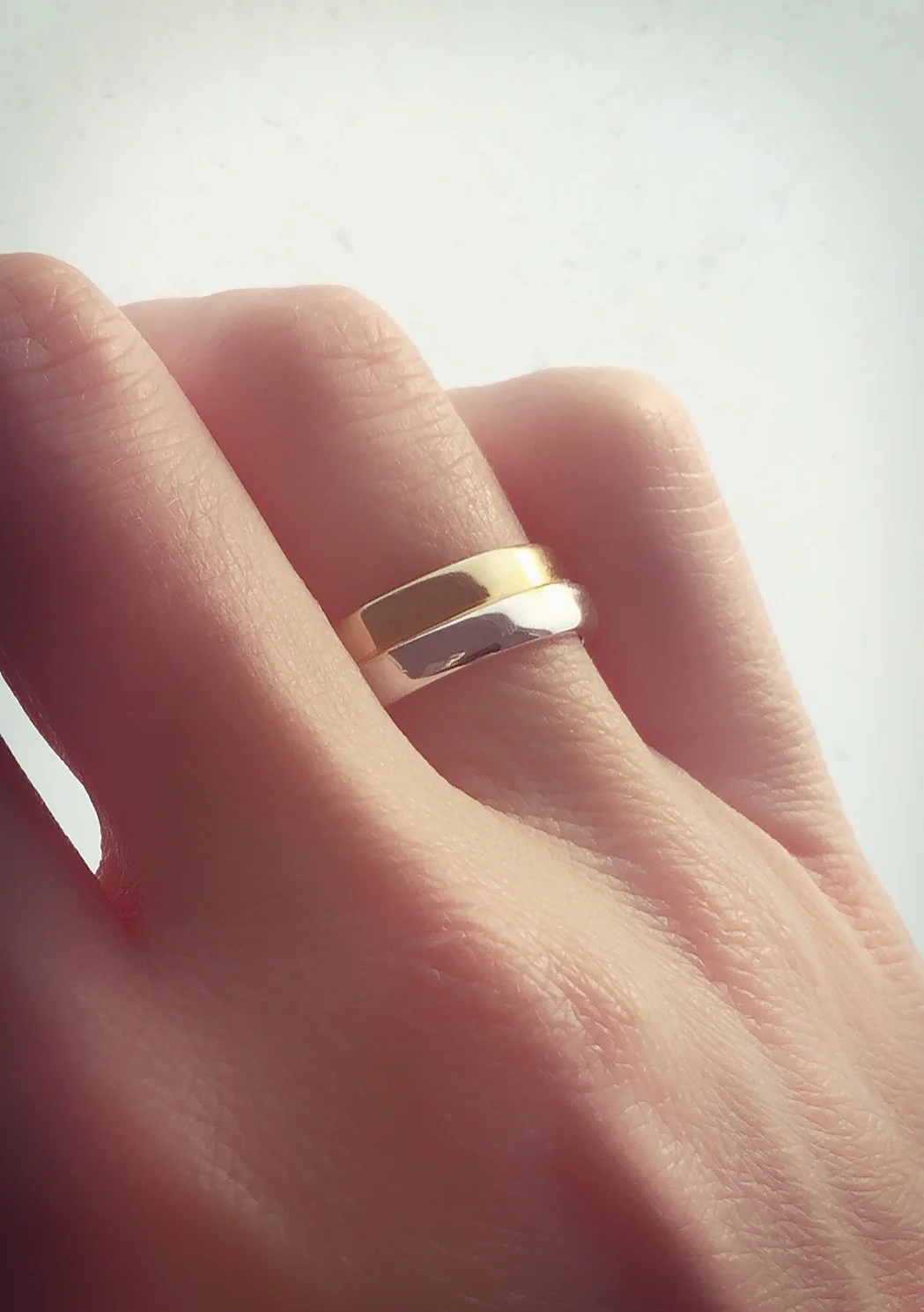 Gold and silver mix ring, doubled band, alternative wedding ring (Copy)