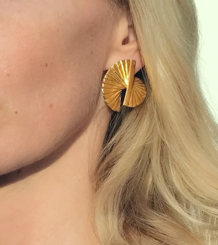 GOLD FAN EARRINGS RUDDOCK JEWELLERY