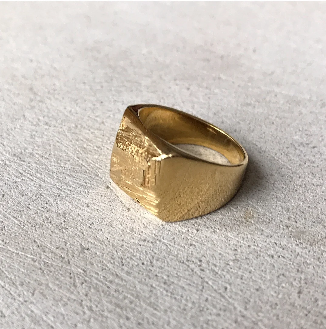 GOLD LOZEN SIGNET RING PINKY RING RUDDOCK JEWELLERY