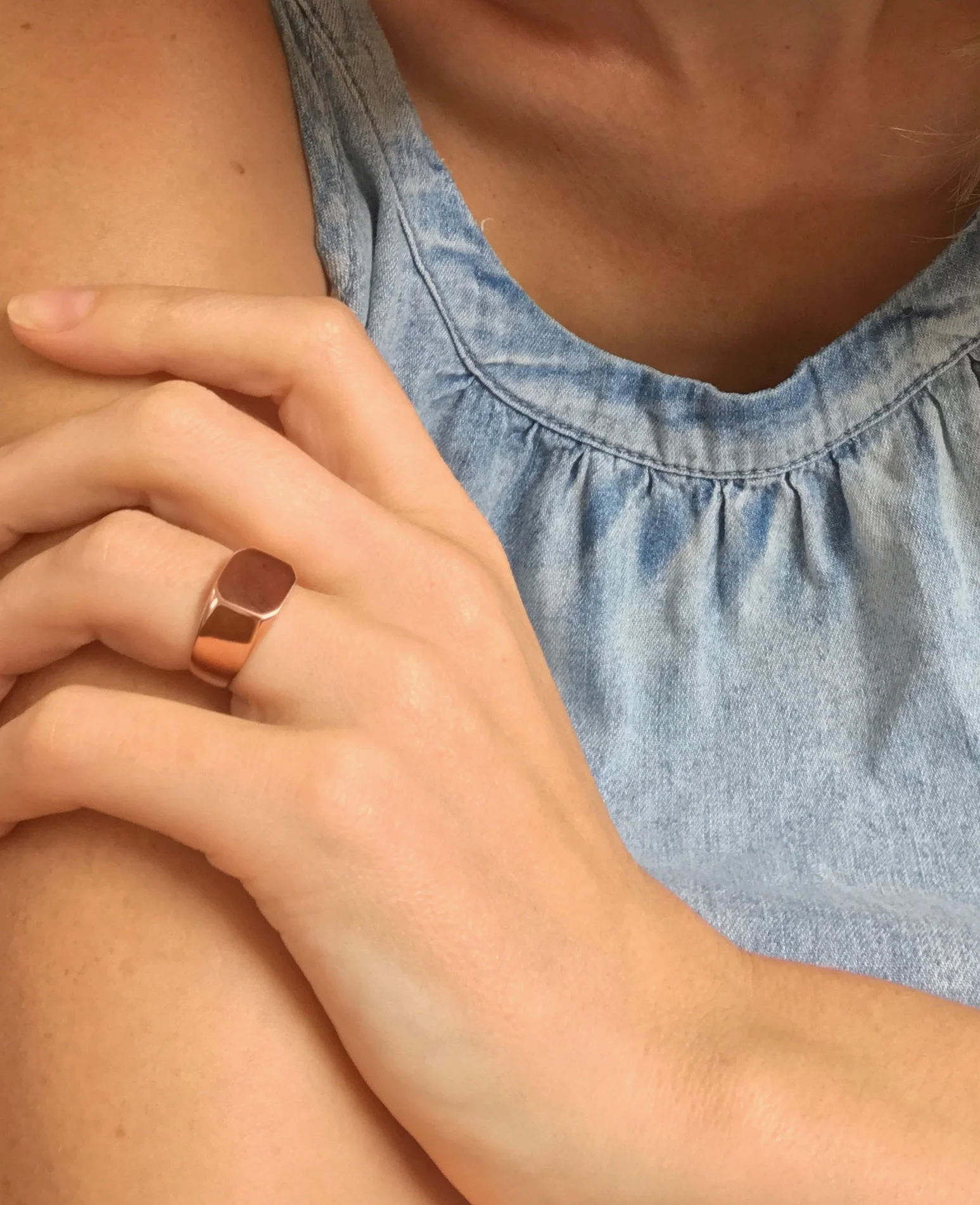 ROSE GOLD ARLO SIGNET RING PINKY RING RUDDOCK JEWELLERY