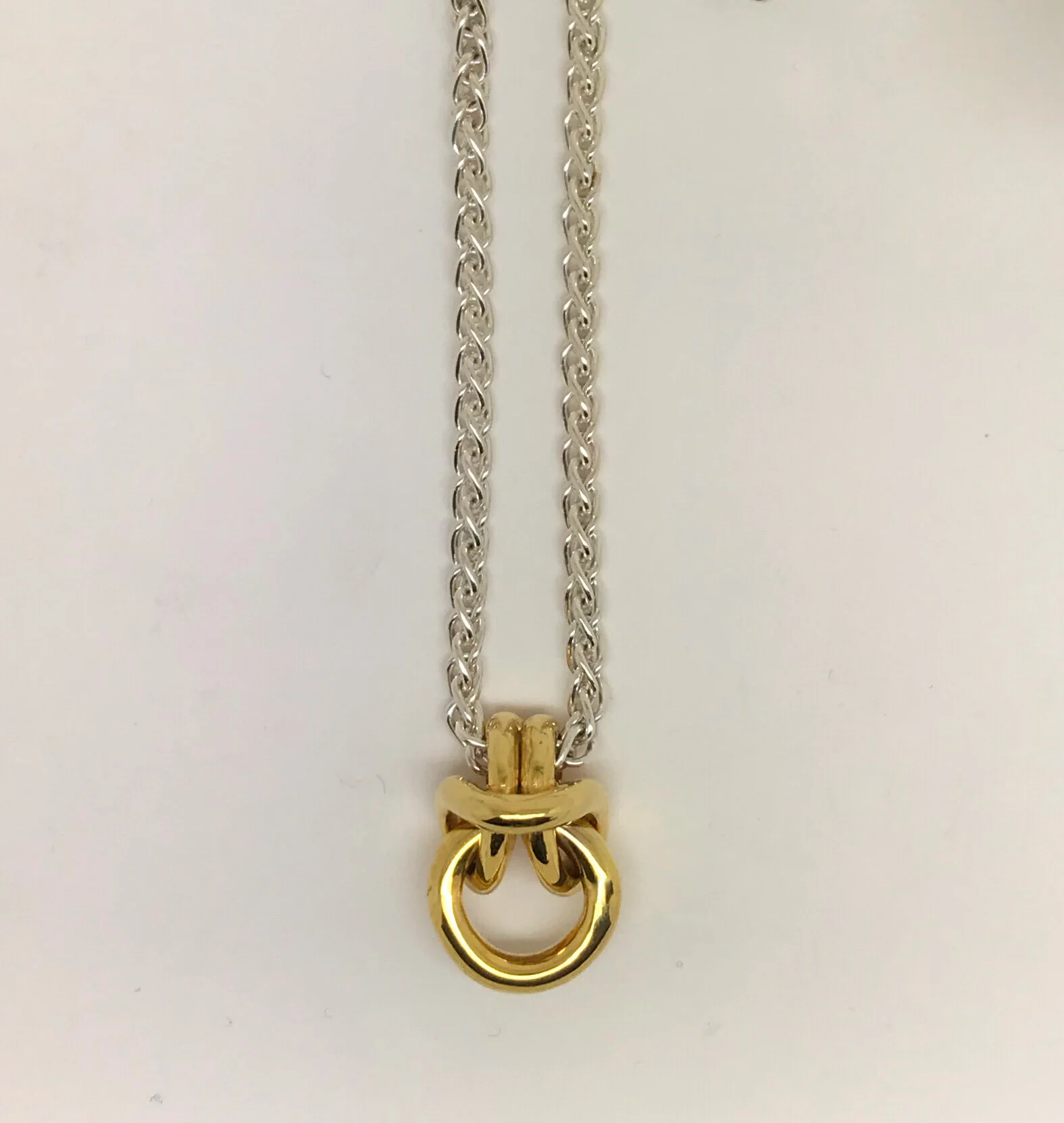 Paloma, knotted pendant, silver and gold mix jewellery (Copy)