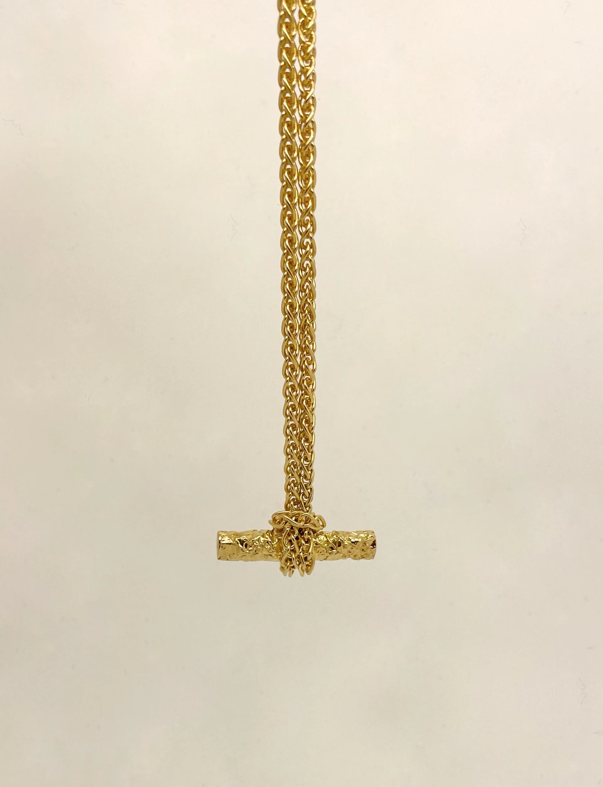 albert chain, t bar necklace, pendant, 18 carat gold. handmade in England
