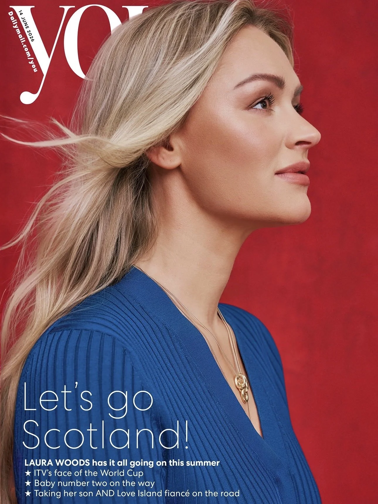 Laura Woods for You Magazine wearing the Ruddock gold Julia necklace