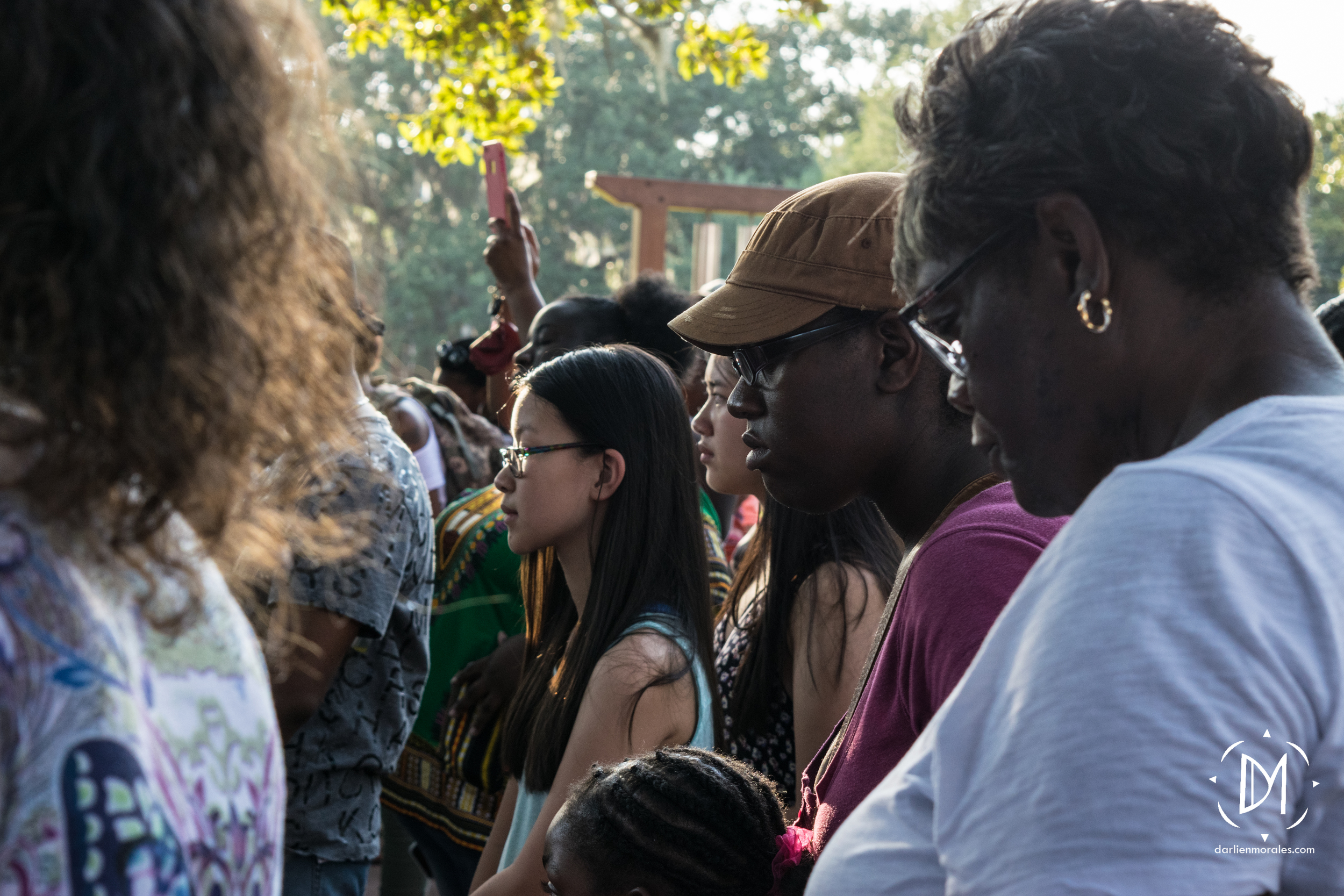  Supporters have a moment of silence and prayer on behalf of the lives lost.&nbsp;  -July 12, 2016 