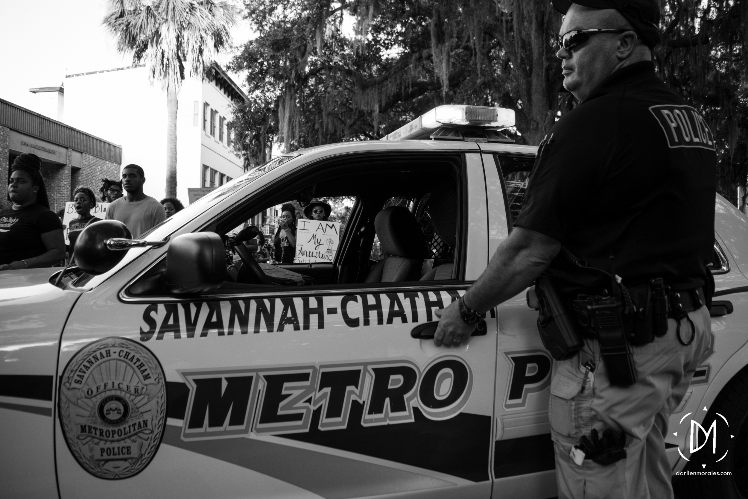  Black Lives Matter March (Savannah, Georgia). Savannah Metro Police closes streets for the activists to protest on.  -July 12, 2016 