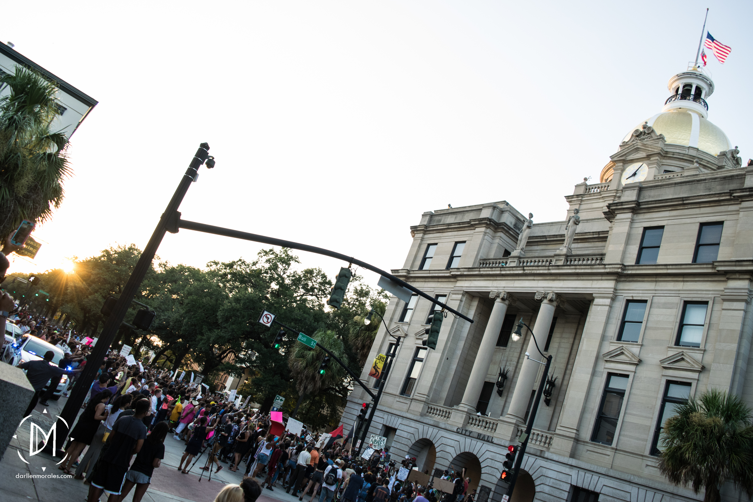   Protestors arrive at City Hall.&nbsp;    -July 12, 2016  