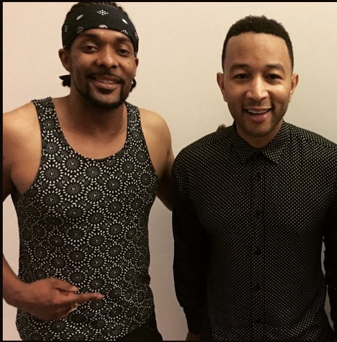 Damien Horne with recording artist John Legend