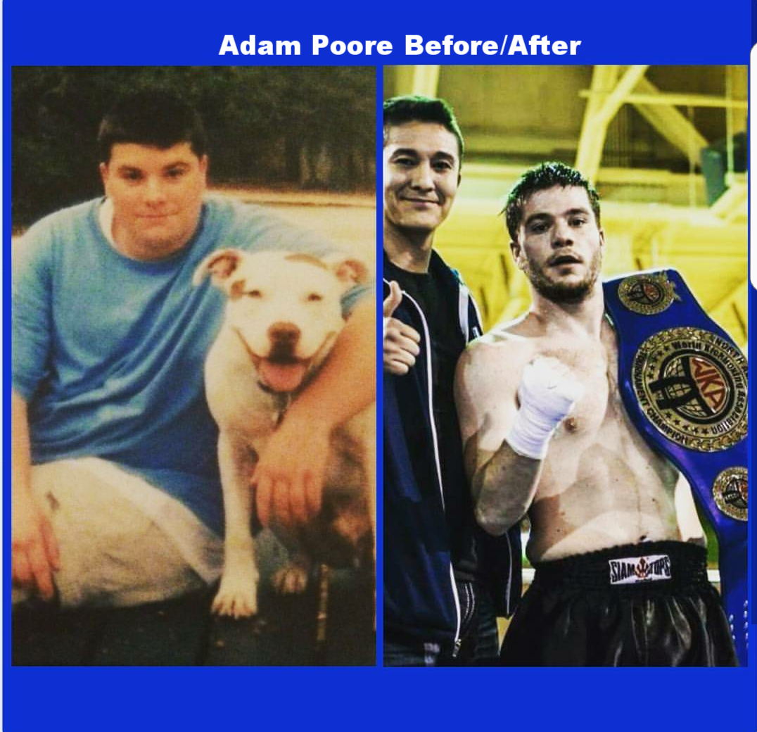 Kickboxing weight loss of Adam Poore before and after