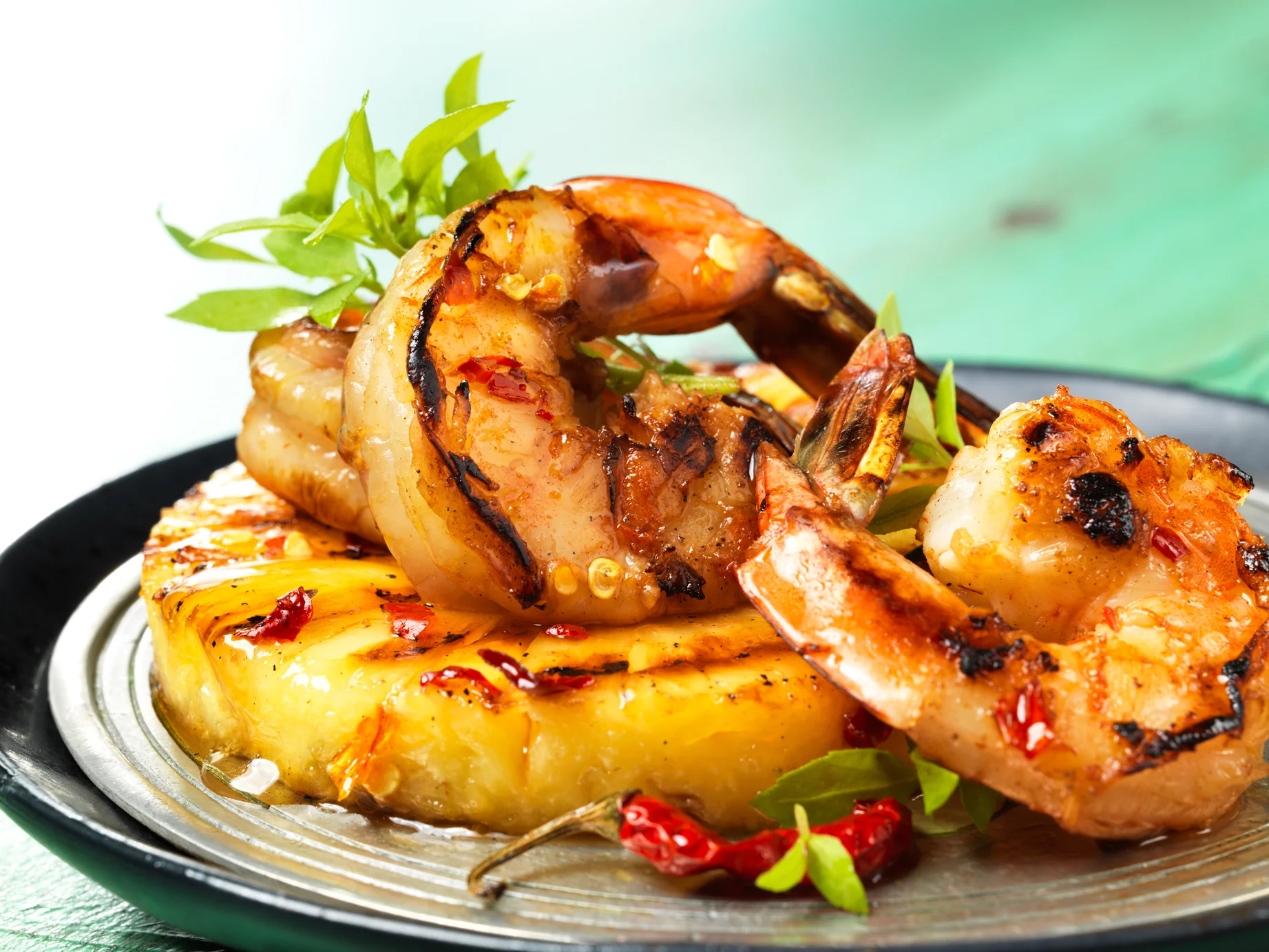 Spicy Grilled Shrimp and pineapple