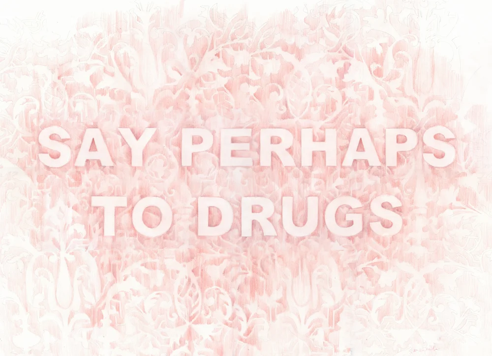 Say Perhaps To Drugs , 20 x 30 inches, colored pencil on paper, 2016