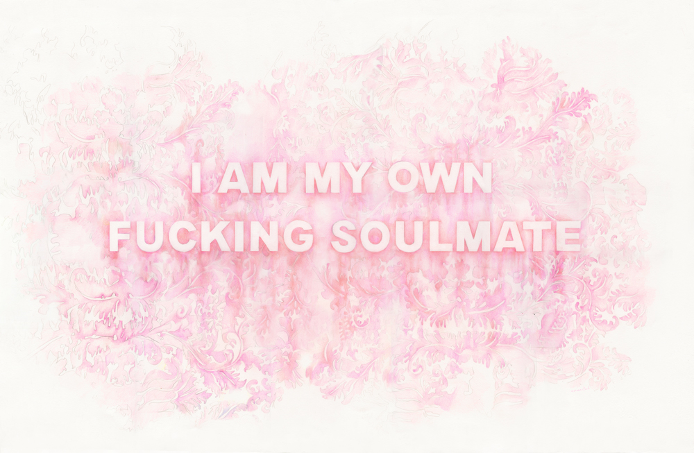 I Am My Own Fucking Soulmate , colored pencil on paper, 25 x 40 inches, 2017
