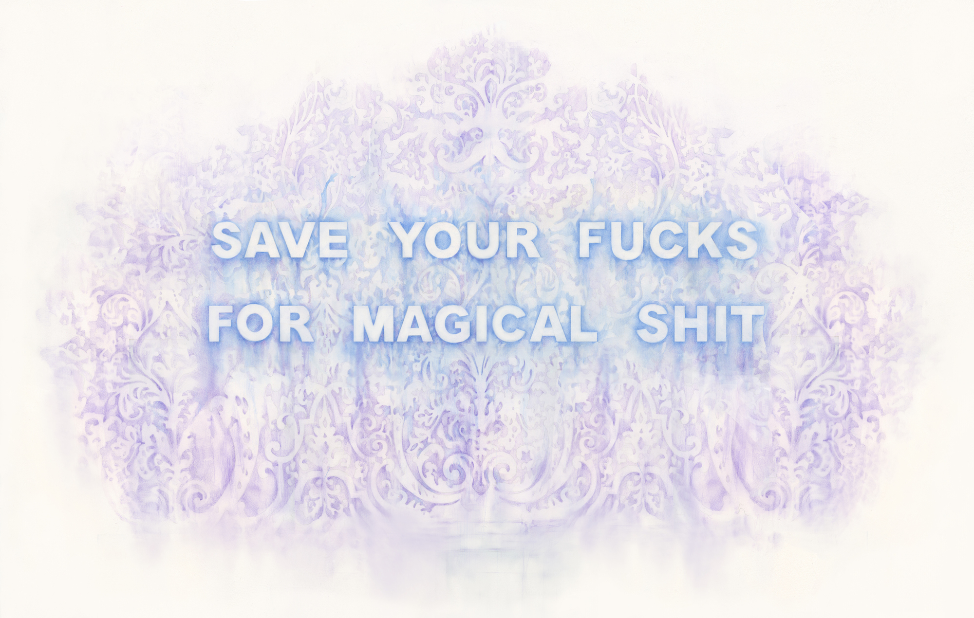 Save Your Fucks For Magical Shit , colored pencil on paper, 22 x 30 inches, 2017